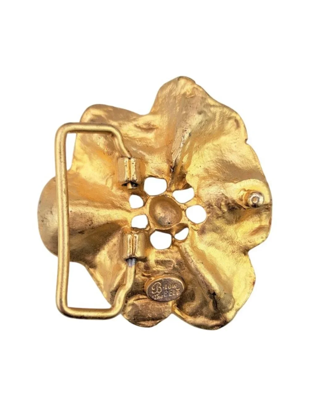 B-Low The Belt Buckle Orange Flower Gold-Tone Metal Enamel Floral Statement - Picture 5 of 8